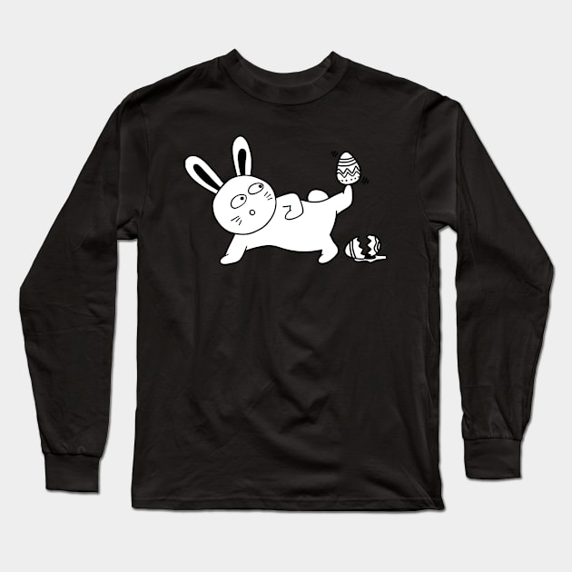 A bunny trying to juggle Easter eggs Long Sleeve T-Shirt by Hiisessol